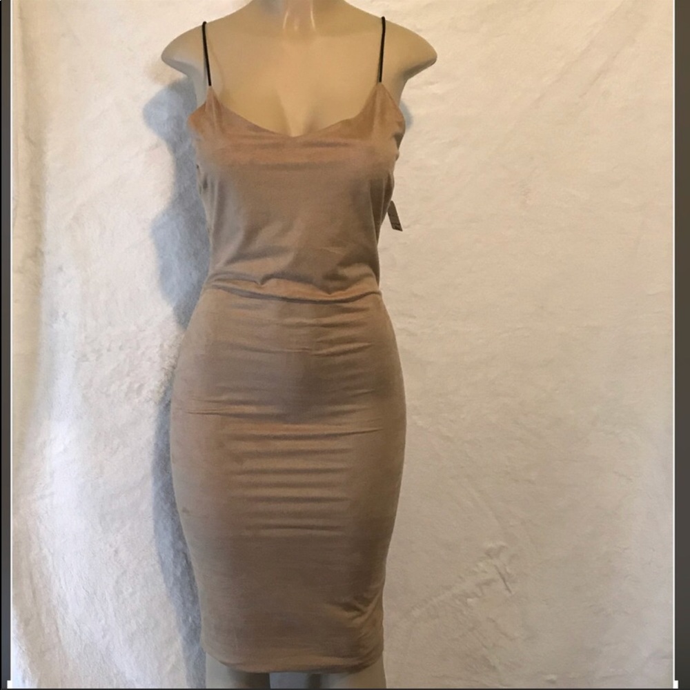 🆕 Suede Body Con Dress I’m Tan